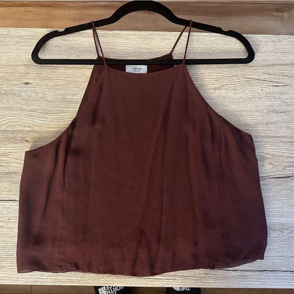 Aritzia Wilfred Silk Blouse tank top high neck size M - Picture 6 of 8